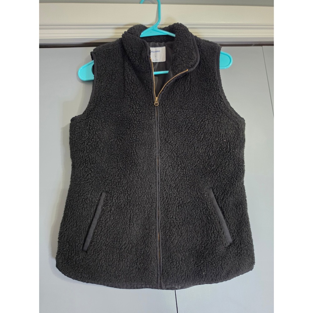 Excellent Old Navy Sherpa Vest Size S Black Full Zip Sleeveless Fleece Jacket